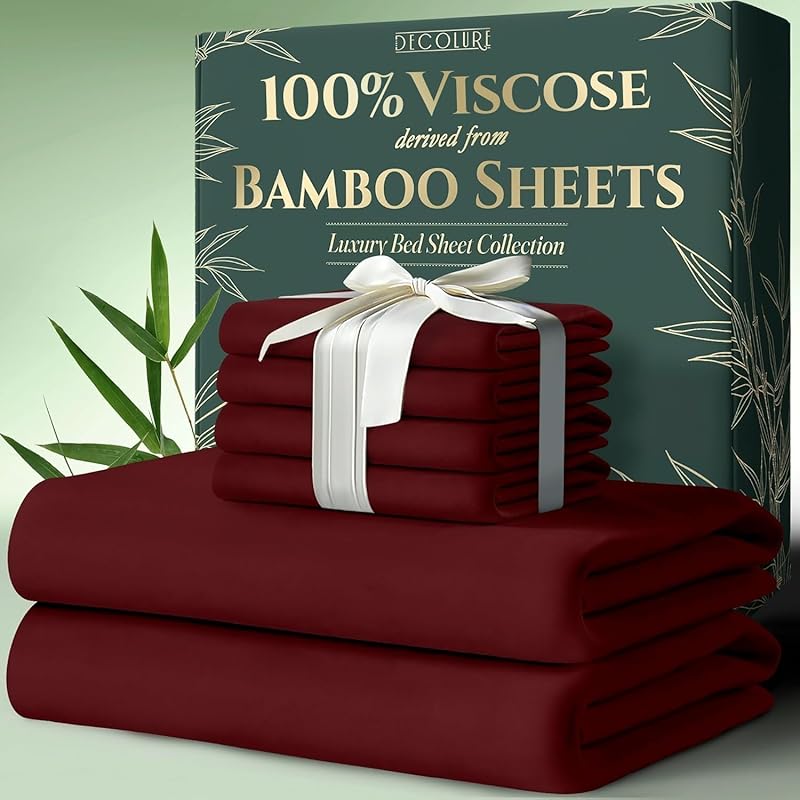 100% Bamboo Viscose Sheets 6pcs Set - Ultra Soft & Luxuriously, Deep Pocket