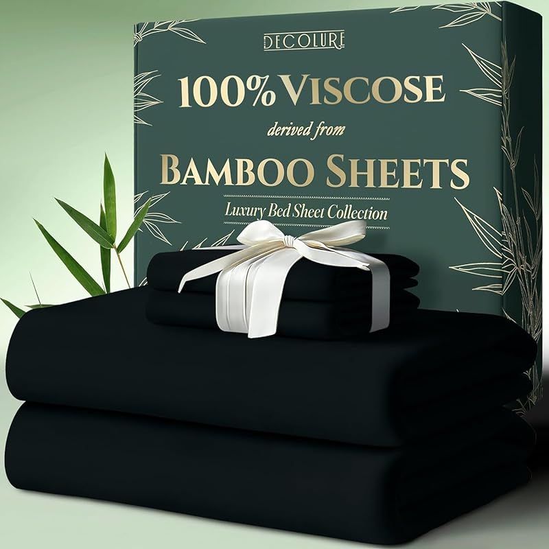 100% Bamboo Viscose Sheets 6pcs Set - Ultra Soft & Luxuriously, Deep Pocket