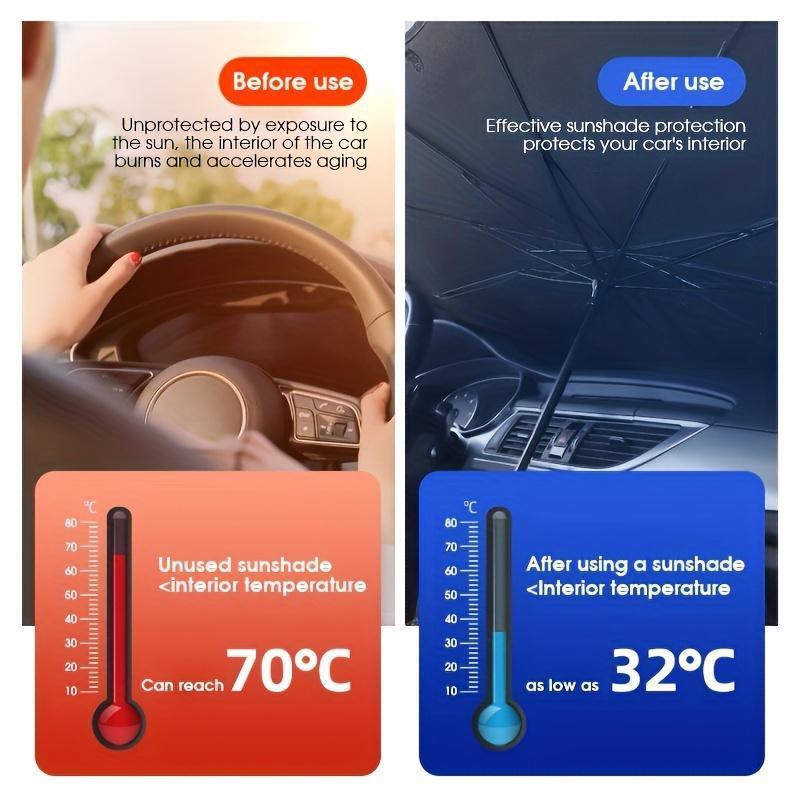 [Buy 1 Get 1 Free] Foldable Anti-UV Windshield Sunshade, Multipurpose Car Front Window Heat Protective Umbrella